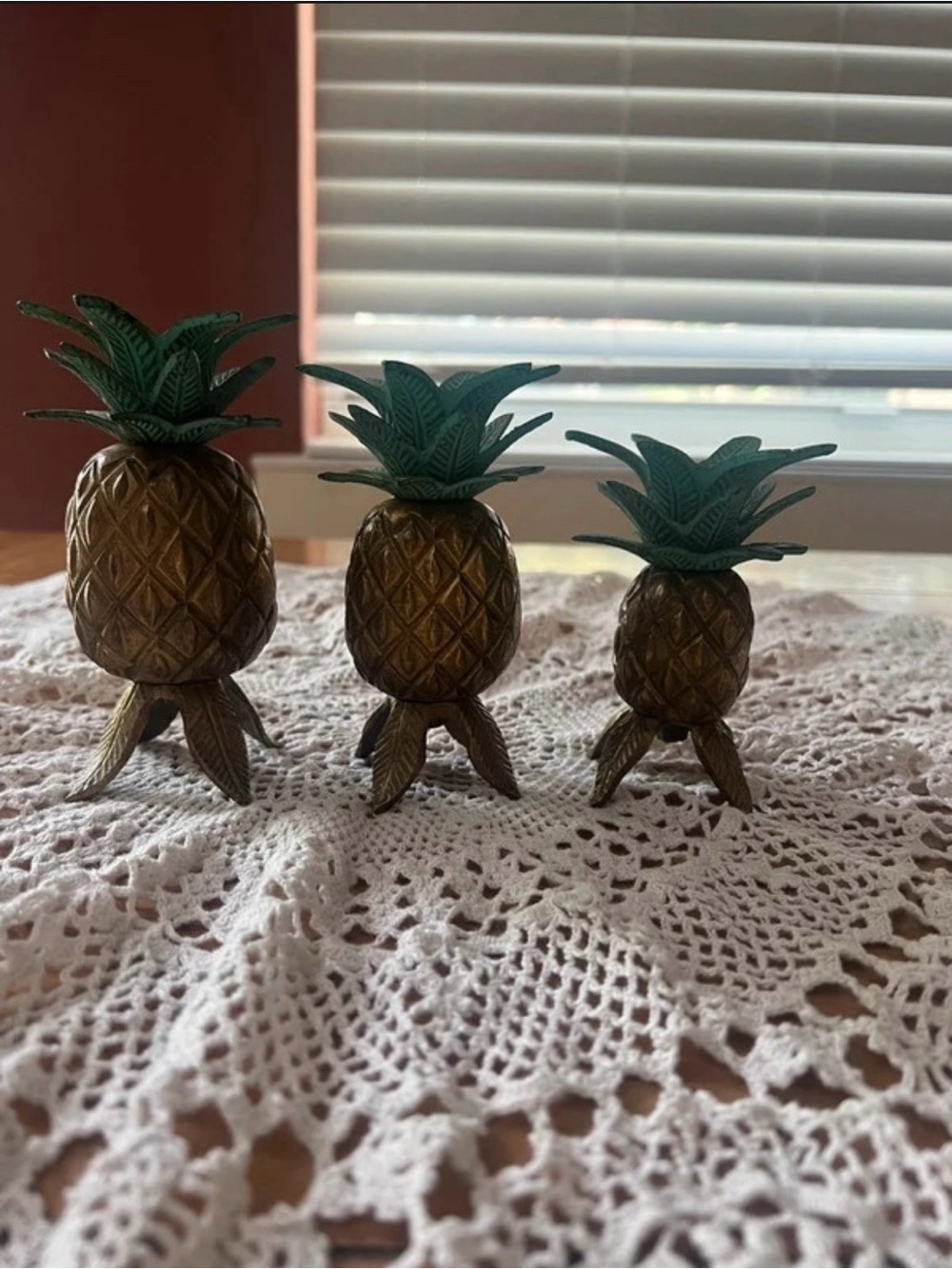 Vintage brass pineapple candle holders